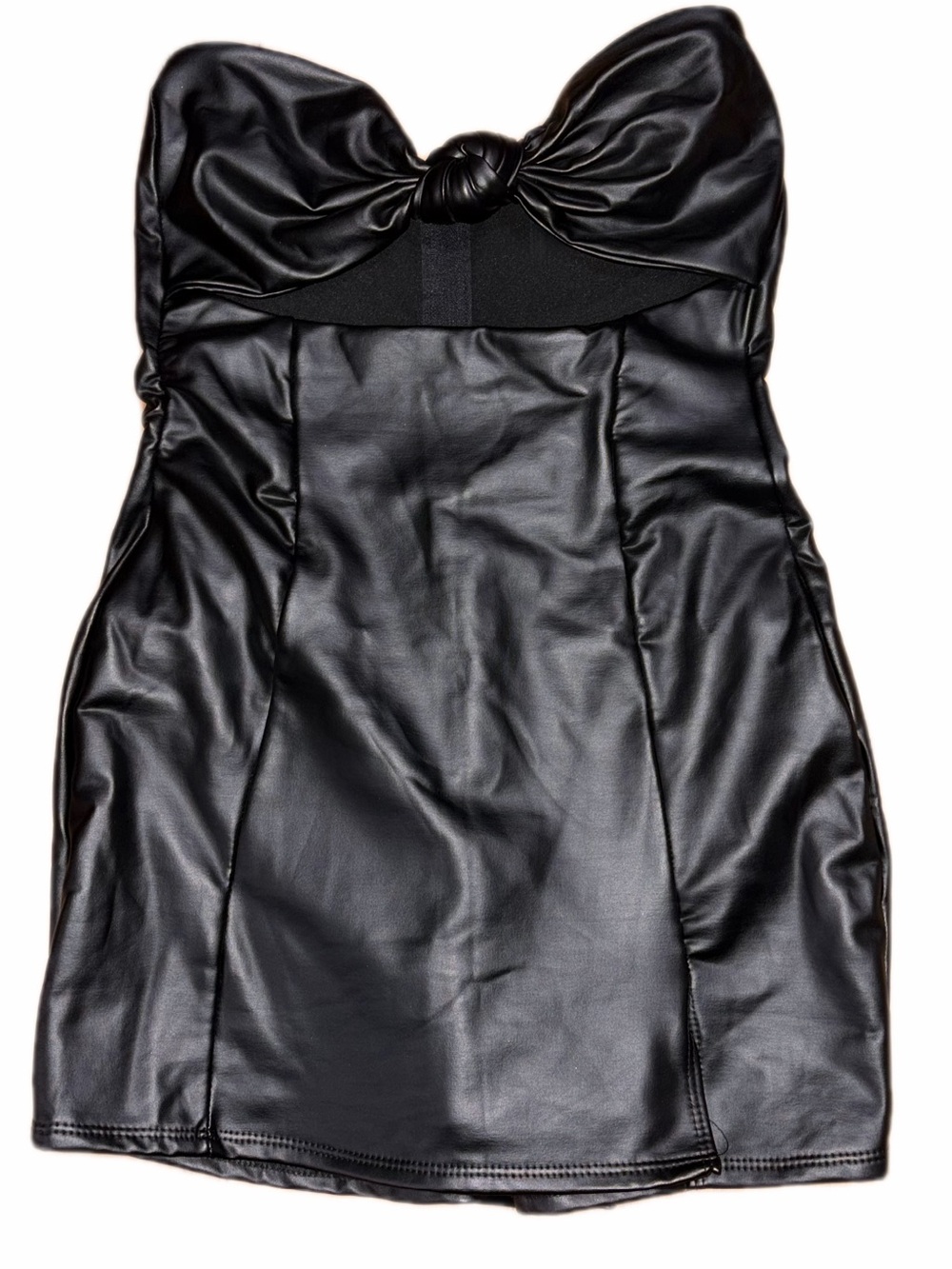 Faux leather strapless skort mini dress